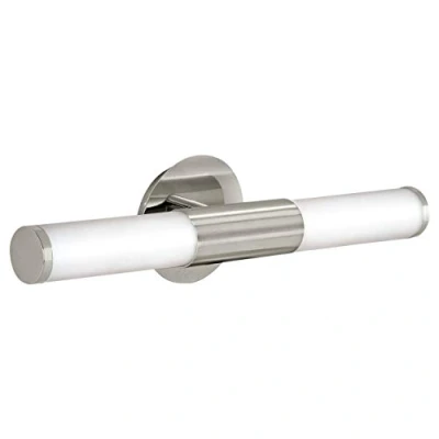 Immagine di EGLO Palmera lampada da parete per specchiera a 2 luci, applique in metallo e vetro opalino satinato, bagno argento, bianco, prova di umidità, IP44, E14