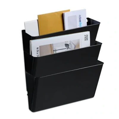 Immagine di Relaxdays Portariviste da Parete, Set 3, A4, in Ferro, HLP: 22 x 35,5 8,5 cm, Organizer Portagiornali a Muro, Nero