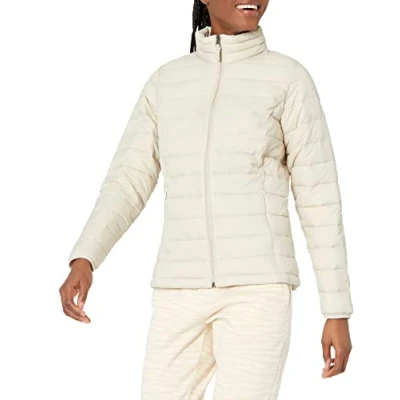 Immagine di Amazon Essentials Piumino Leggero a Maniche Lunghe Resistente all&#039;Acqua Ripiegabile (Disponibile in Taglie Forti) Donna, Grigio Pietra, XXL