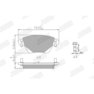 Immagine di JURID 573012J Kit pastiglie freno Non predisposto per contatto segnalazione usura con accessori JAGUAR: X Type Sedan, S Type, Station Wagon