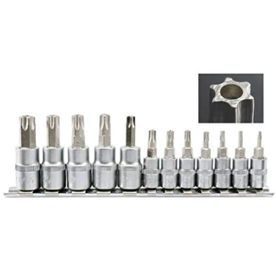 Immagine di YATO YT 04332 Set bussole 12 Torx interno Acciaio al cromo vanadio 1/4, 3/8