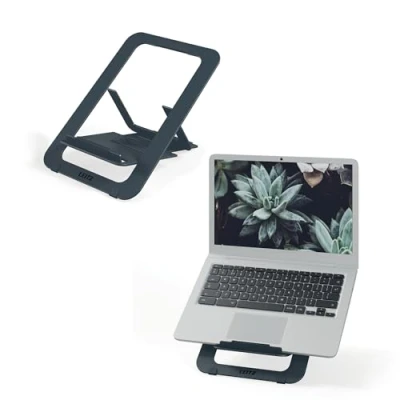 Immagine di Leitz Supporto per Laptop in Alluminio, Design SlimLift, 5 Combinazioni di Altezza e Angolazione Preimpostate, Laptop/Tablet da 10&#039;&#039; 17&#039;&#039;, Gamma Ergo, Grigio Scuro, 63460089