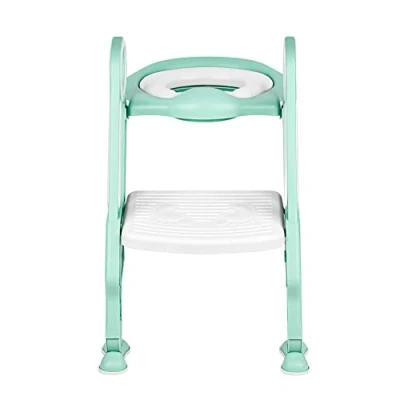 Immagine di Riduttore Water Bambini WC per con Scaletta pieghevole l&#039;addestramento al Vasino,antiscivolo, resistente, design e regolabile in altezza (Bianco + verde chiaro)