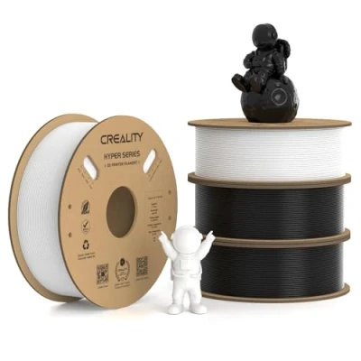 Immagine di Creality Hyper PLA Filamento 4 KG 1.75 mm, per Stampa ad Alta Velocità 30 600 mm/s, Precisione Dimensionale +/ 0.03 1 (2.2 libbre)/ Bobina (2 Bianco &amp; 2 Nero) Confezione da