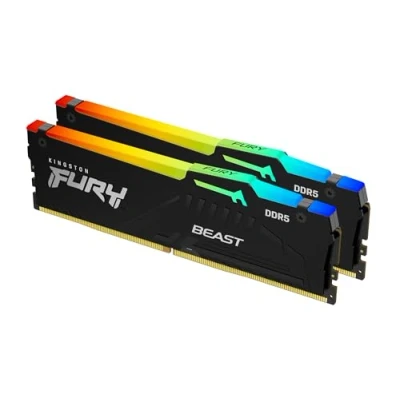Immagine di Kingston FURY Beast Nero RGB EXPO 16GB (2x8GB) 5200MT/s DDR5 CL36 DIMM Memoria Gaming per Computer Fissi Kit da 2 KF552C36BBEAK2 16