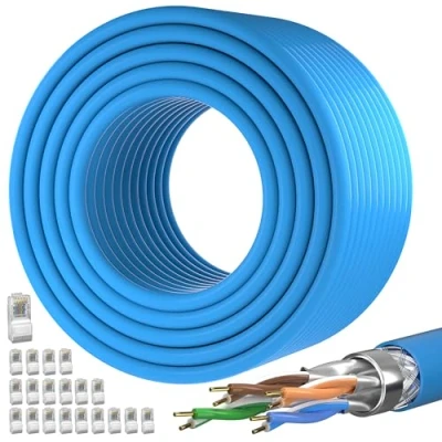 Immagine di Cavo Ethernet 100 Metri, Cat7 Schermato LAN 100m Lungo Esterni Impermeabile di Rete SFTP Anti interferenza Internet, 24AWG PiMF Gigabit Alta Velocità alle Intemperie Patch