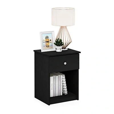 Immagine di Furinno Tidur Comodino con Un cassetto, Legno ingegnerizzato, Rovere Nero, Confezione da 1