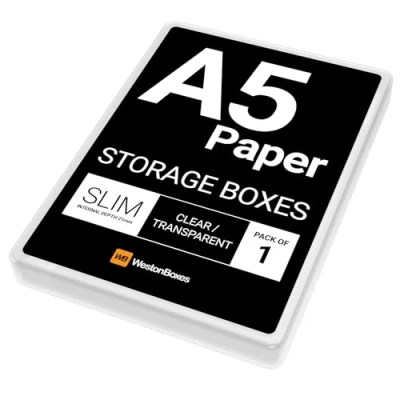 Immagine di WestonBoxes Slim Scatola Sottile A5 Craft Storage, Materiale Sintetico, Trasparente (Trasparente), Confezione da 1