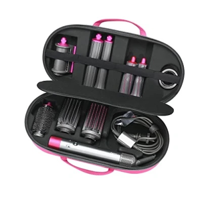 Immagine di RLSOCO Custodia per Dyson Airwrap/Nuovo airwrap Complete/Complete Long Styler HS05 HS01HS08 misura 4pcs coni Lungo o Corto Rosa (Solo custodia,Hair non è incluso)
