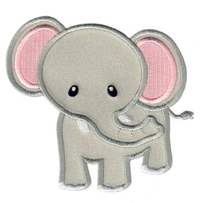 Immagine di PatchMommy Toppa Termoadesiva Elefante Patch Ricamate (Grigio/Rosa) per Ferro da Stiro o Cucire Toppe Adesive Vestiti, Applicazioni Tessuti Bambini