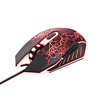 Immagine di Trust Gaming GXT 105X Mouse da Gioco con Luci LED, 6 Pulsanti, Cablato 1.8 m, per PC, Laptop, Computer, Console di Nero, 24618