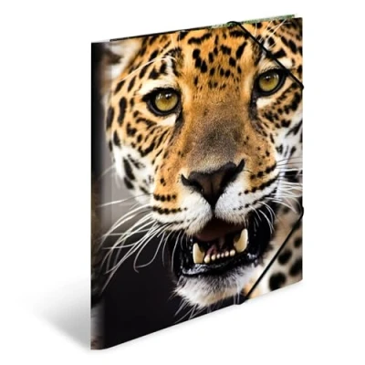 Immagine di HERMA 7137 Cartellina portadocumenti, formato DIN A4, in plastica resistente, con alette interne stampate ed elastico, per bambini, ragazzi e ragazze, motivo: leopardo, set da 3