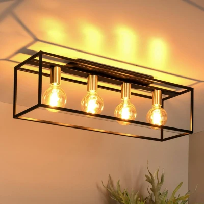 Immagine di Lucide Plafoniera Ruben, nera, 90 cm, a 4 luci, in metallo, E27
