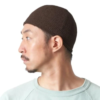 Immagine di CHARM Kufi Hat Berretto da Uomo in Cotone con Teschio, Realizzato a Mano, 2 Taglie, Marrone Scuro, M