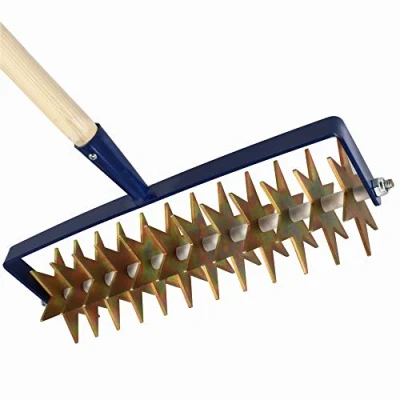 Immagine di Kadax Star Mill con manico in legno, coltivatore, router da giardino, coltivatore a rulli, briciole per allentarsi il pavimento, zappa rullo (con 12 stelle, maniglie legno)