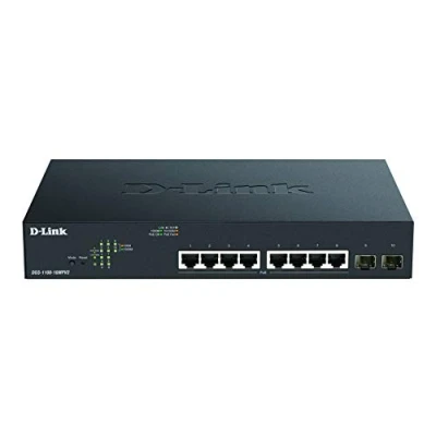 Immagine di D Link DGS 1100 10MPV2 Smart Switch Gestito PoE, 8 Porte Gigabit PoE a 130W, 802.3af/at, 2 SFP, Supporto VLAN, Funzionalità layer 2, QoS, 802.3az EEE, Senza Ventole