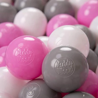 Immagine di KiddyMoon 300 ∅ 6CM Palline Morbide Colorate Per Piscina Bambini Fatto In EU, Grigio/Bianco/Rosa