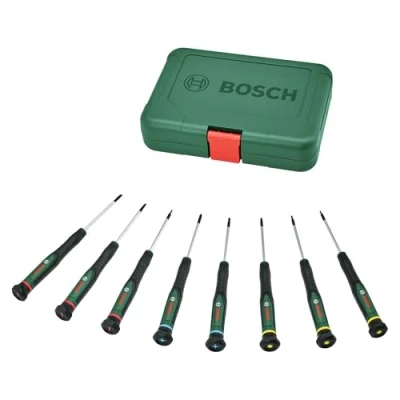 Immagine di Bosch set di cacciaviti precisione 8 pz. (cacciaviti in acciao extraduro S2 per fai da te, modellismo e artigianato; punta magnetica; PH/TX/SL; dim. cod. crom.; Softgrip)