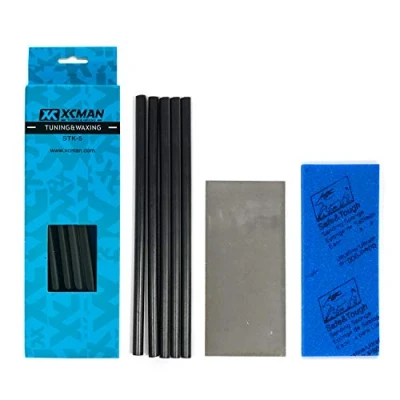 Immagine di XCMAN Alpine Freeride Snowboard Ski Base Ptex Kit di riparazione: 5 ptex, raschietto in metallo, spugna abrasiva, Levigatura raschiatrice nera, 8 mm
