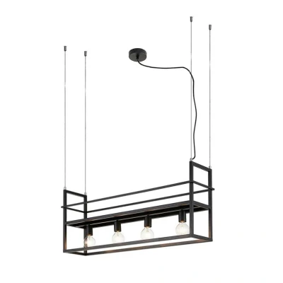 Immagine di Lindby lampada a sospensione &#039;Grisela&#039; dimmerabile (Moderno) colore Nero, in Metallo ad es. Soggiorno &amp; Sala da pranzo (4 luci, E27) sospensione, soffitto,