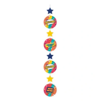 Immagine di PD Party 7024306 Verticale Appeso Decorazione Celebrazioni Eventi Speciali Tema Festa Welcome, Multicolore, 14cm Lunghezza x Larghezza 120cm Altezza