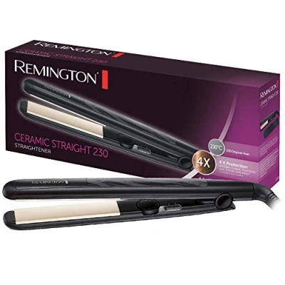 Immagine di Remington Piastra per capelli Ceramic Straight 4 Protezioni Rivestimento antistatico in tormalina ceramica, Distribuzione uniforme del calore, Carica statica inferiore e Lucentezza setosa, S3500