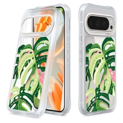 Immagine di CYRILL Spigen UltraSheer P2M Transparent Back Cover Print Design Case for Google Pixel 9/9Pro (TPU, PC Clear Monstera Leaves)