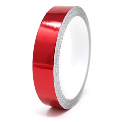 Immagine di 8,5m Strisce adhesive effetto cromo decorative per auto moto barca e modellismo in vari colori autoadesive Lunghezza (20mm, Rosso cromato)