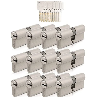 Immagine di GERCAR Pro 12 cilindri di chiusura 45/45 con simultanea, set profilati 60 chiavi, serratura a cilindro da 90 mm, lunghezza A:45 B: 45 ottone opaco massiccio