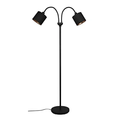 Immagine di Reality Leuchten Lampada da terra Tommy, nero/oro, altezza 130 cm, a 2 luci in tessuto
