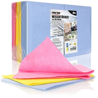 Immagine di com four® 60x asciugamani per la casa, salviette multiuso estremamente assorbenti e resistenti in viscosa, riutilizzabili (30x38 60 pezzi 3 colori)