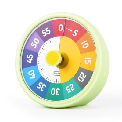 Immagine di Timer Visivo per Bambini, 60 Minuti Countdown Timer, Desktop la Gestione del Tempo, Cucina Aula Scuola Ufficio (Verde)