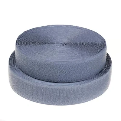 Immagine di TUKA 25mx50mm Nastro Gancio e anello da cucire, non adesivo Hook &amp; Loop Magico striscia, Ideale per abiti 25m nastro, larghezza 50mm, Grigio argento, TKB5030 Silvergray