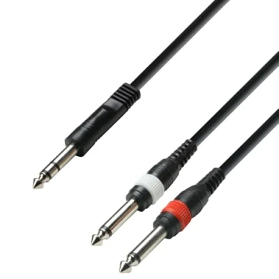 Immagine di Adam Hall Cables 3 STAR YVPP 0100 Cavo Audio Jack stereo da 6,3 mm a 2 x mono 1 m