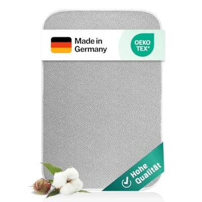 Immagine di everlar® coperta da stiro I Qualità Made in Germany Tappeto tavolo per una comoda stiratura a casa &amp; viaggio 100 x 65cm Resistente al calore Materiale 100% cotone