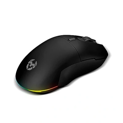 Immagine di KROM KOMET Mouse da gioco RGB senza fili, sensore ottico di precisione Pixart PMW 3212, 8 pulsanti, 5 livelli DPI fino a 2400, ricevitore wireless 2,4 GHz incluso, USB, nero