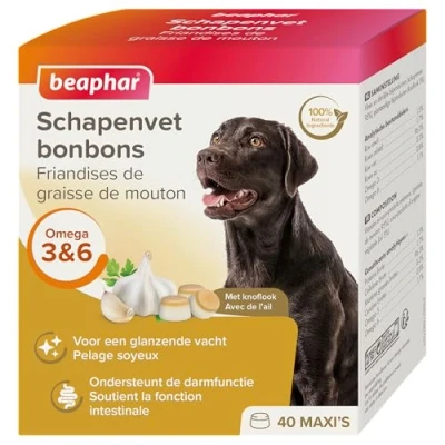 Immagine di BEAPHAR Schapenvet Caramelle Knoflook 100% Natuurlijk Aanvullend Diervoeder Met Ondersteunt De Spijsvertering 40 Stuks