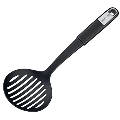 Immagine di Fackelmann mestolo 32 cm SENSE, in plastica, manico antiscivolo Soft Touch, utensile da cucina per padelle e pentole rivestite (colore: argento/nero), quantità: 1 pezzo