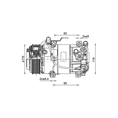 Immagine di MAHLE ORIGINAL ACP 1460 000P Compressore Aria Condizionata 5VS09ec 12V PAG 46 YF R1234yf, R134a HYUNDAI: i10 II Hatchback (IA, BA) 1.0