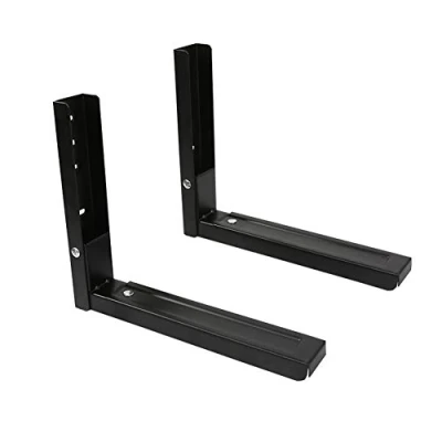 Immagine di Staffa universale per montaggio a parete microonde, 2 pezzi di supporto pieghevole forno resistente griglia/macchina da caffè, carico massimo 45,4 kg, nero