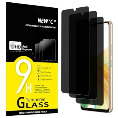 Immagine di NEW&#039;C 3 Pezzi, Pellicola Protettiva Privacy per Samsung Galaxy A33 5G, Angolo di 28 Gradi Migliorato, Durezza Ultra Resistente 9H, Senza Bolle