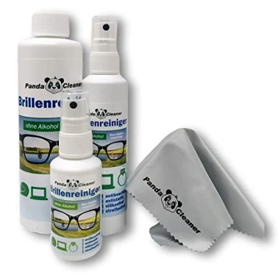 Immagine di PANDACLEANER® Set 400ml Eyewear spray da 50 ml in movimento + 100 per la casa flacone di ricarica 250 senza alcool anti nebbia strisce Anche display, monitor, visiere