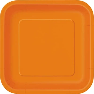 Immagine di Unique Piatti Ecologici Quadrati di Carta 23 cm Colore Arancione Confezione da 14, Orange, Pack of 32341EU