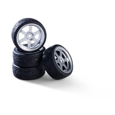 Immagine di Carson 500900192 1:10 set di ruote (4) design 6 raggi argento accessori per modellismo, pezzi ricambio, tuning, pneumatici, pneumatici