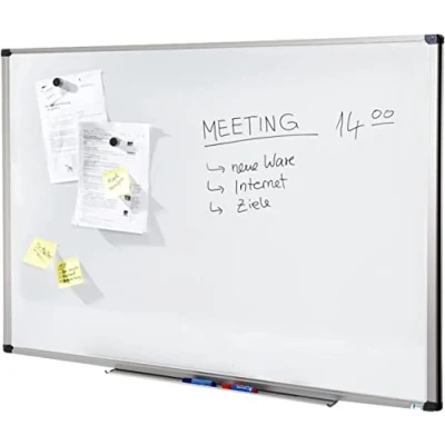 Immagine di MOB, lavagna bianca economy, Testnote 1,5. magnetica laccata in una robusta cornice alluminio, come da parete, Memo Board 80 cm x 110 bianco con telaio alluminio