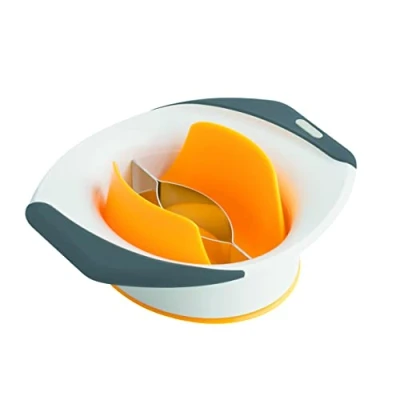 Immagine di Zyliss E910017 Taglia Mango, Plastica, Acciaio Inossidabile, Bianco, Grigio, Giallo, Frutta Splitter, Affettatrice, Snocciolatore, Pelafutta Manuale, Lavabile in Lavastoviglie