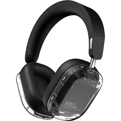 Immagine di Mondo by Defunc Cuffie wireless Over Ear con cavo opzionale, 45 ore di riproduzione attiva, Bluetooth, doppio microfono ENC e driver, Trasparente