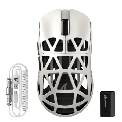 Immagine di ATTACK SHARK R2PRO 45g SUPERLIGHT Gaming Mouse in Lega di Magnesio, PixArt PAW3950, 42000DPI, Wireless 8000Hz Tasso Polling, G502 da Gioco, 2.4G/BT/Cablato, con Cavo a Spirale, PC/Mac, Retrò