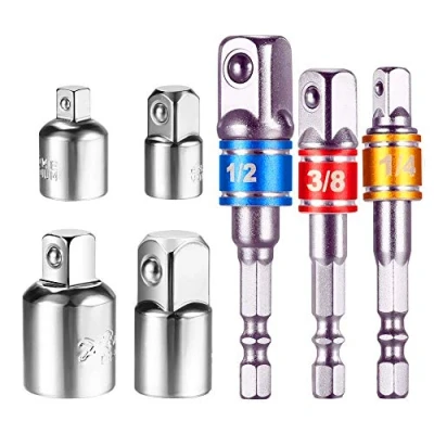 Immagine di Colore Set di 3 Chiavi a Bussola 1/4&quot;/1/2&quot;/3/8&quot; + Adattatore in 4 Pezzi 1/4 su 3/8 Pollice 1/2