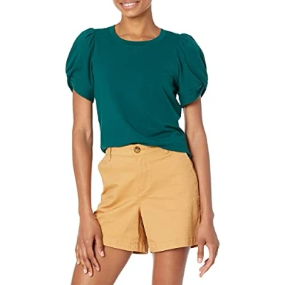 Immagine di Amazon Essentials Maglietta Girocollo a Maniche Corte con Sbuffo e Vestibilità Classica Donna, Verde Bosco, L